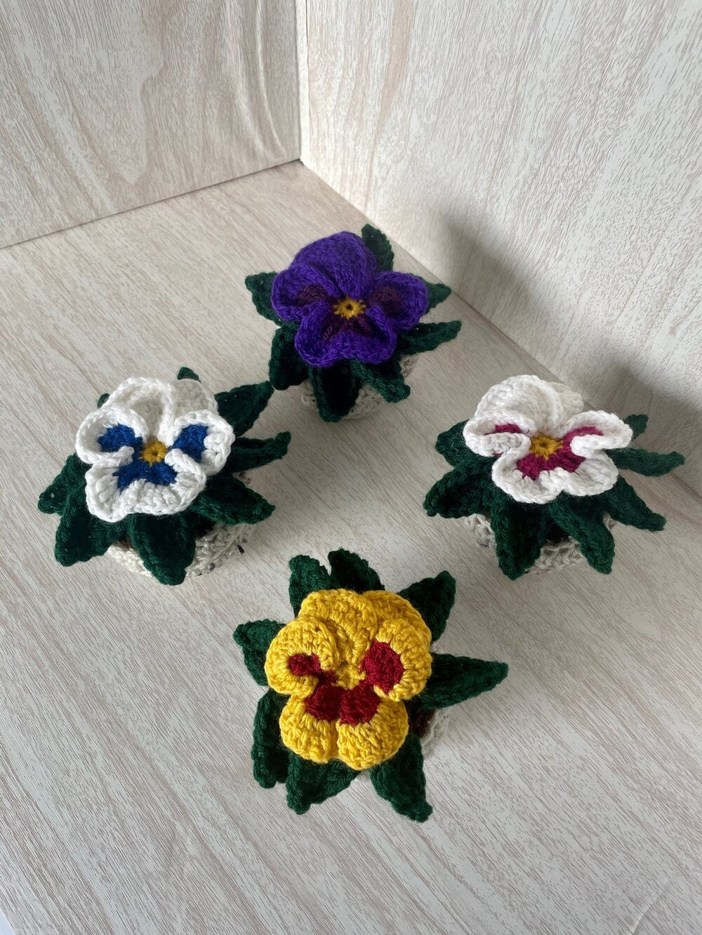 Crochet Pansy, Home Decor Plant, Gift